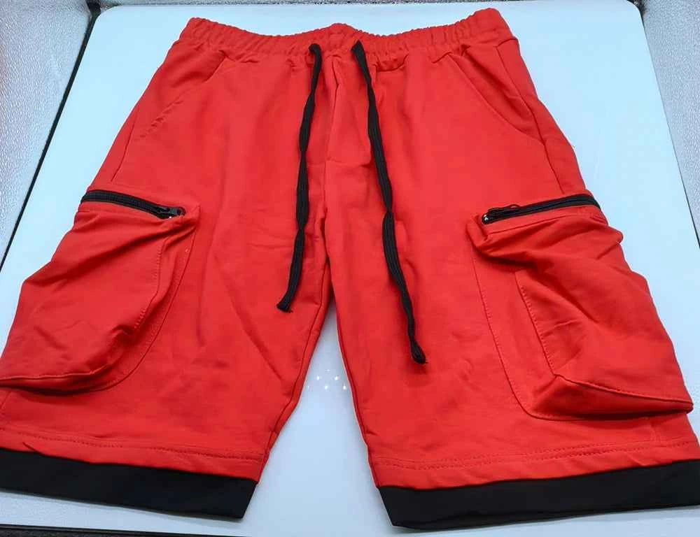 Mens Summer Cargo Shorts Cotton Workout Fitness Shorts Breathable Jogger Training Gyms Bodybuilding Multi Pocket Yellow Shorts