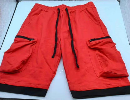 Mens Summer Cargo Shorts Cotton Workout Fitness Shorts Breathable Jogger Training Gyms Bodybuilding Multi Pocket Yellow Shorts