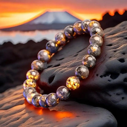 2/4pcs Natural Flame Stone Bracelet with Natural Raw Stone Accessories, UV Luminescent Rock, Handmade Elastic Bracelet