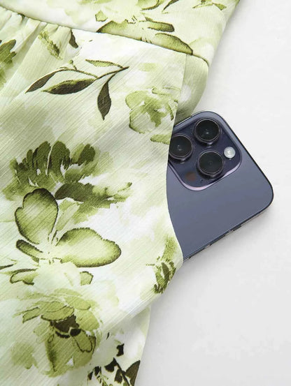 ROSEGAL Plus Size Women Floral Sundress Set Lace Up Ribbed Crop Top And Ruffles Floral Leaf Print Twist Cami Dres New Arrived