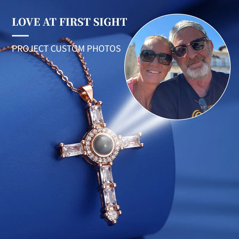 Fashion Projection Necklace Jewelry Personalized Photo Custom Cross Pendant Suitable For Male And Female Couples To Give Gifts - AMULET RING STORE