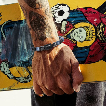 12 Constellation Natural Blue Coral Lava Stone Stone Beads Bracelet For Men Couple Rope Friendship Zodiac