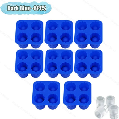 4Cup Shape Silicone Ice Cube Mold Tray for Summer Bar Party DIY Cold Drinks Kitchen Essential Ice Cup Maker Compartment Mold - AMULET RING STORE