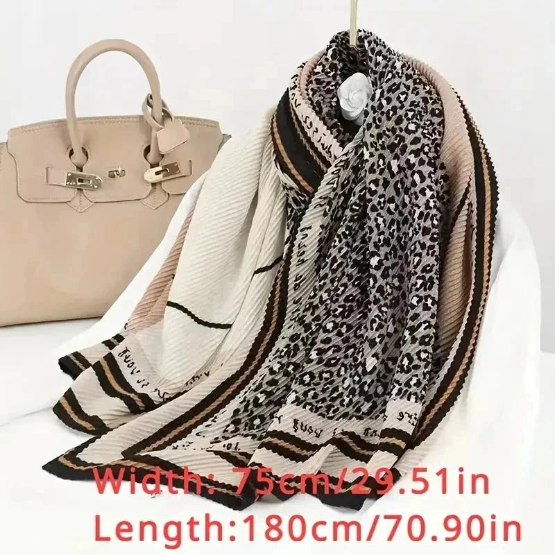 2025 Autumn Women Hijab Scarf Leopard Cotton Linen Shawl Tassel Muslim Sunscreen Viscose Headkerchief Wrap Breathable Headscarf - AMULET RING STORE