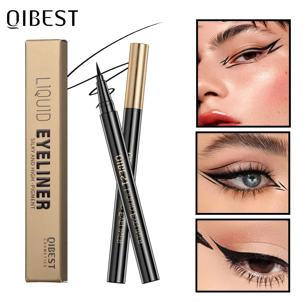 QIBEST Waterproof Black Eyeliner Matte Long Lasting Liquid Eyeline Makeup High Pigment No Smudge Eyeliner Pen Cosmetic Tools - AMULET RING STORE
