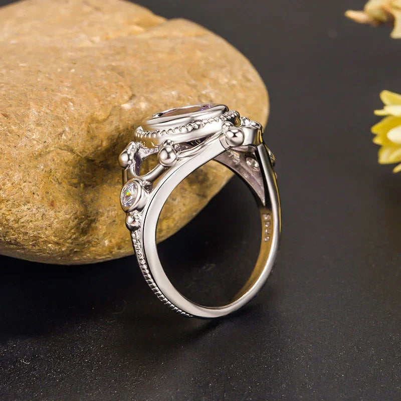 Engagement Proposal Ring Ruby Thai Silver 925 Gemstone Retro Rings for Women Men Anniversary Wedding Gift Jewelry