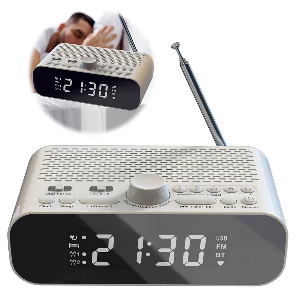 Digital Alarm Clock Radio LED Display Digital Radio Rechargeable Clock Radio with Auto-Off Timer