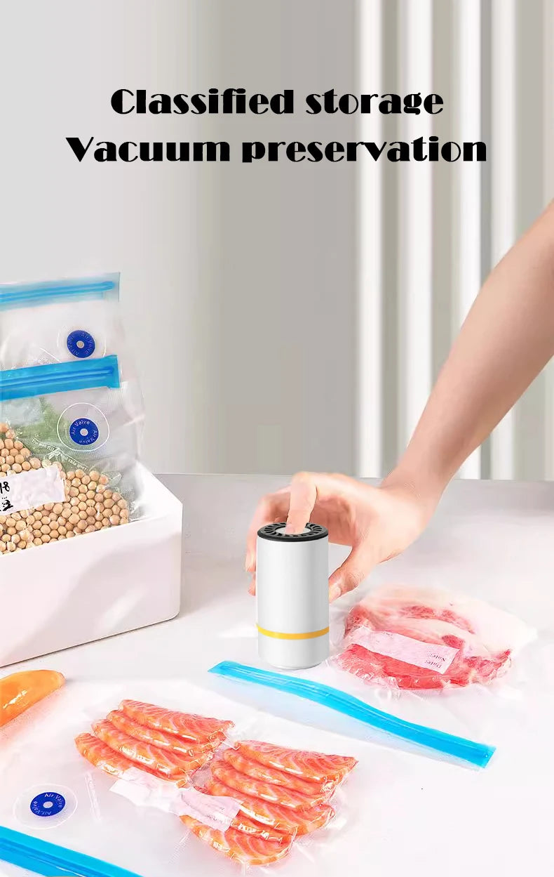 high-quality food handheld vacuum sealer Portable & Rechargeable Vacuum Sealer (Vacuum Sealers+ 30 reusable vacuum seal bags - AMULET RING STORE