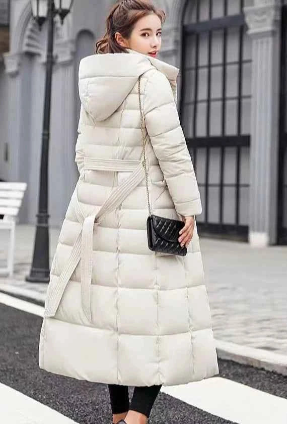 Women's Long Overknee Winter Cotton Padded Coat 2025 Off Season Sale Korean Style Slim Fit Faux Fur Collar Thickened Down Jacket