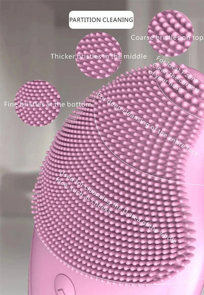 Electric Silicone Facial Cleanser Rechargeable and Heatable Electric Facial Cleanser Inlet Waterproof Sound Wave Face Cleaner