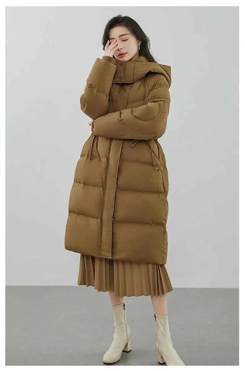 Ultra-Warm Down Jacket for Women 2025 Winter New Arrival Hooded, Knee-Length, Thickened, Waist-Defining, Versatile Coat