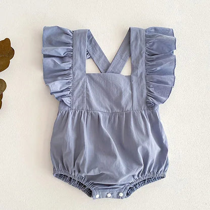 2024 New Summer Toddler Baby Girls Jumpsuit Sleeveless Cotton Solid Color Newborn Baby Girls Romper 0-24M Children Clothes - AMULET RING STORE