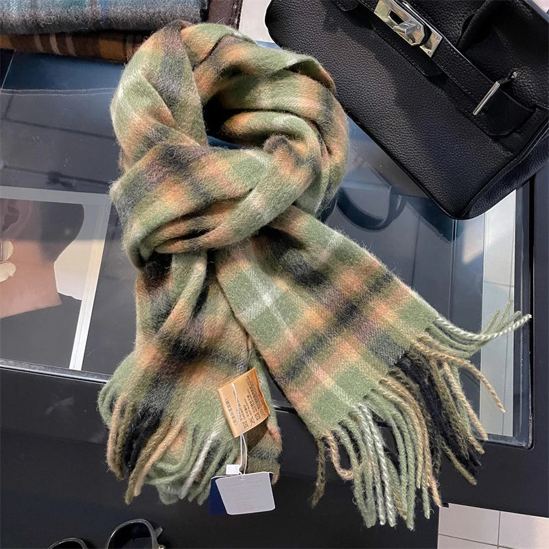 100% Wool Winter Scarf for Women Long Warm Cashmere Scarves Hijab Solid Lady Shawl Wrap Female Pashmina Bandana Head Scarves