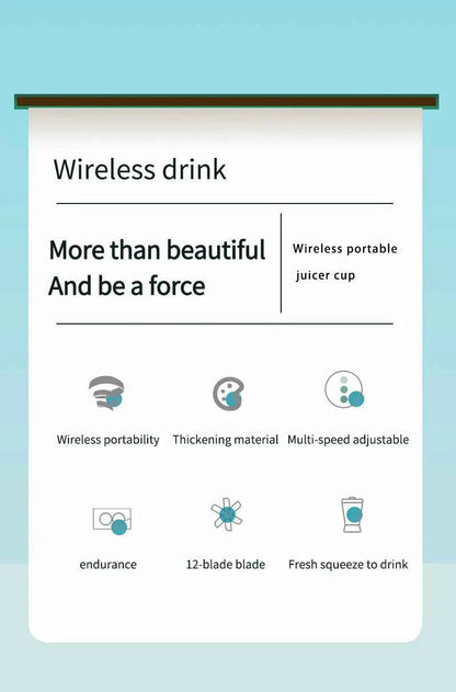 Portable USB Rechargeable Juicer Blender, Ice Crushing Fruit Juice Cup, Home & Outdoor Use, 12 Blades