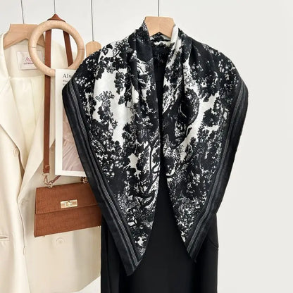 Spring Scarf Women's Luxury Design Scarf Silk Smooth Scarf Soft Muslim Headband Shawl Beach90x90cm - AMULET RING STORE