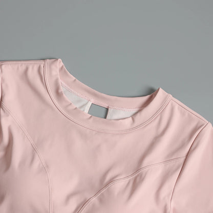 Yoga suit with chest pad sports beauty back fashionable quick-drying short-sleeved T-shirt running Pilates training fitness - AMULET RING STORE