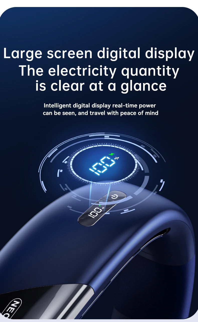 Portable Neck Fan 10000mAh Mini Bladeless Silent Neckband Fan USB Rechargeable 3 Speeds Mute Wireless Electric Neck Cooler Fans