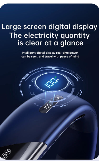 Portable Neck Fan 10000mAh Mini Bladeless Silent Neckband Fan USB Rechargeable 3 Speeds Mute Wireless Electric Neck Cooler Fans