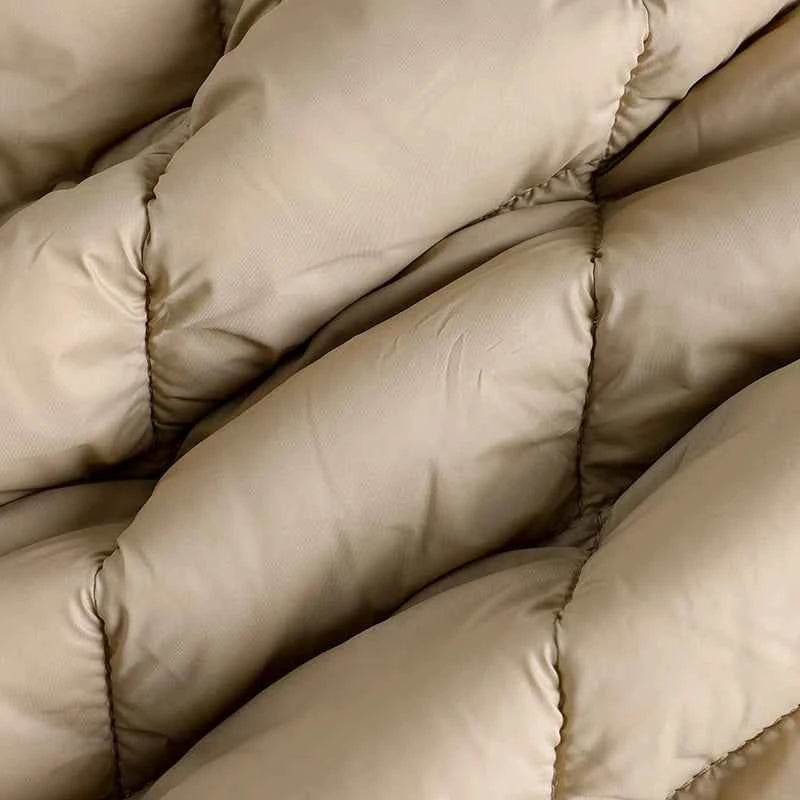 Women Padded Jacket round neck Long Sleeves patchwork coat Winter Warm Top Outerwear