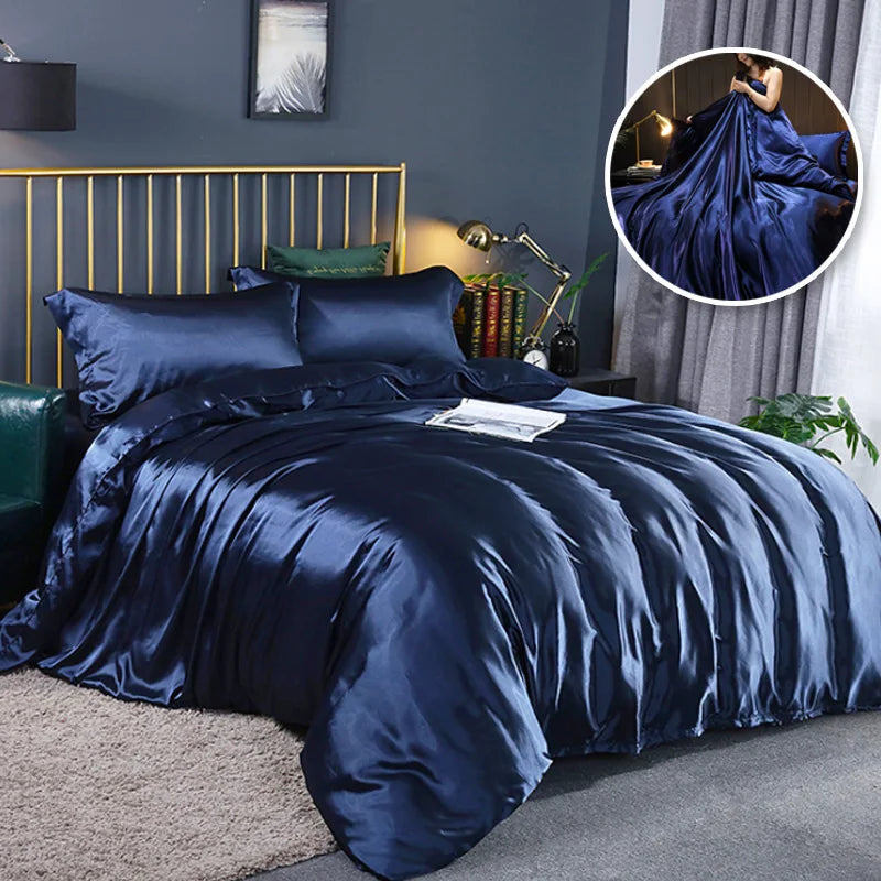 Silky Bedding Duvet Cover Super Soft Solid Home Comforter Cover with Zipper Closure, 2/3pcs Envelop Pillowcase