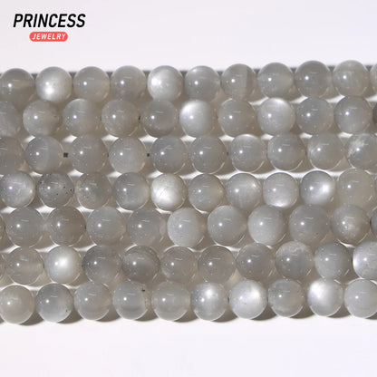 A+++ Natural Silver Grey Moonstone 6-10mm Loose Beads for Jewelry Making Bracelets Stone Beads DIY Accessories - AMULET RING STORE