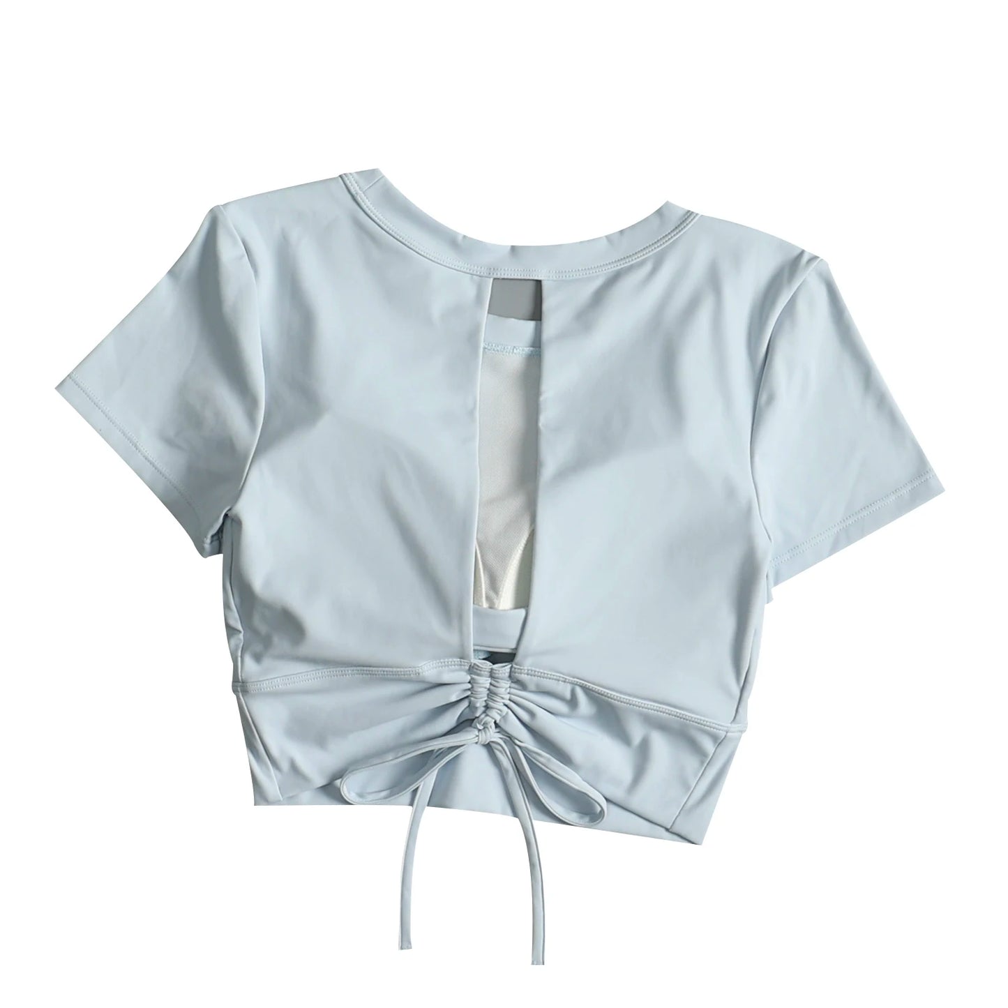 Yoga suit with chest pad sports beauty back fashionable quick-drying short-sleeved T-shirt running Pilates training fitness - AMULET RING STORE