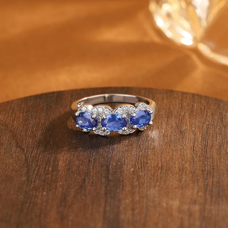 Exquisite Blue CZ Ring for Women | Premium 925 Sterling Silver | High-Quality Fashion Jewelry Gift Wedding Ring