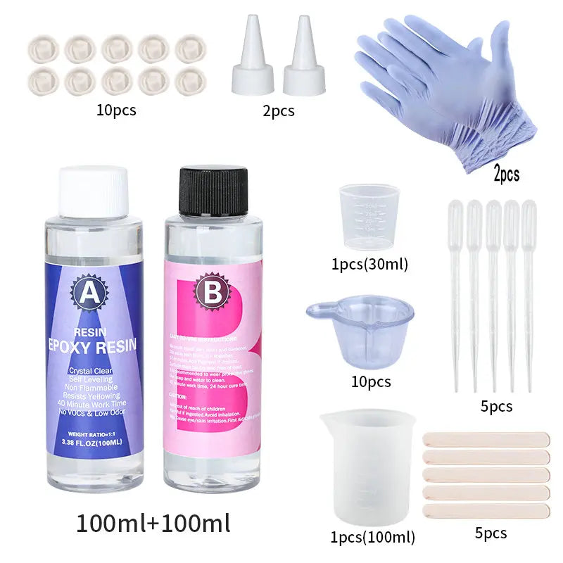1:1 Crystal Clear Epoxy Resin Kit High Gloss & Bubbles Free Art Resin Supplies for Coating and Casting Craft DIY Jewelry Making - AMULET RING STORE