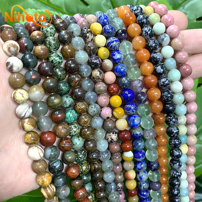 Natural Stone Beads Round Agates Turquoises Amazonite Quartz Lava Tiger Eye Beads