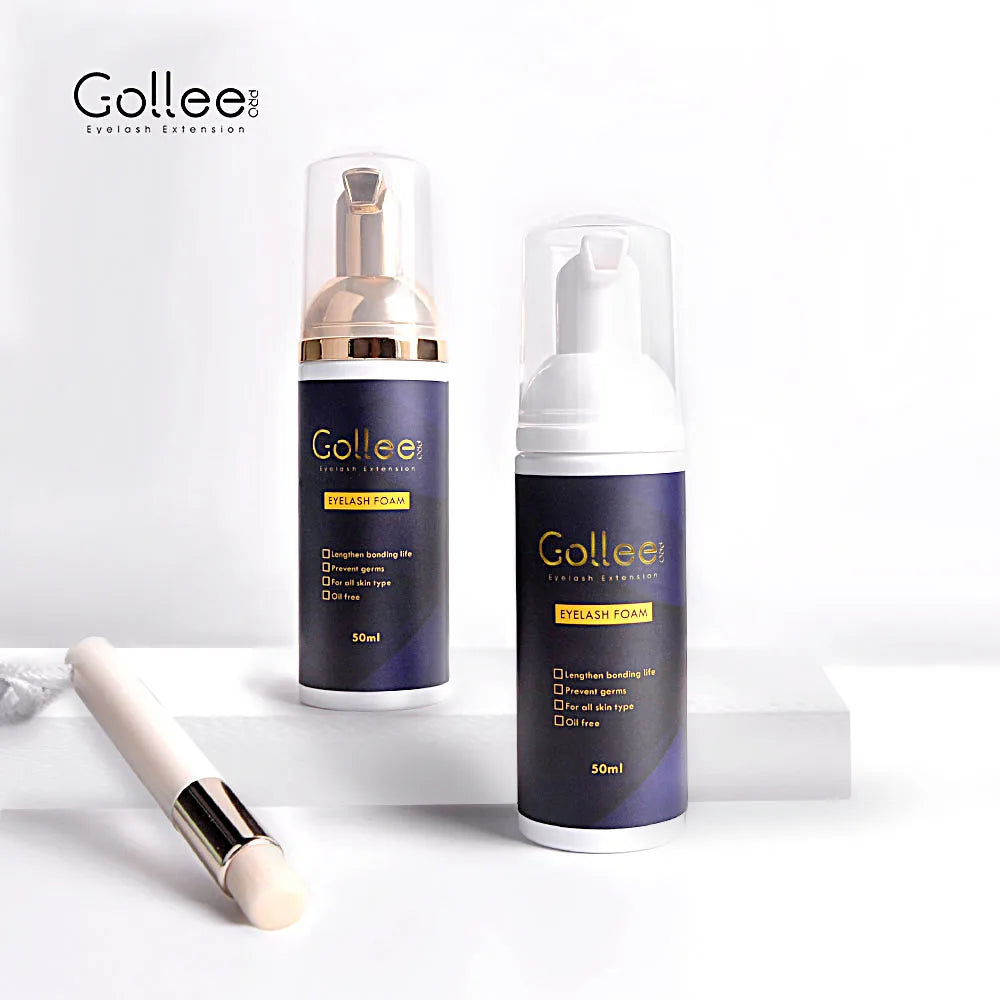 Gollee Clean Eyelash Glue Lash Foam Kit Eyelash Cleaning Foam 50ml/100ml Brush Shampoo Eyelash Extension Cleaning Gentle Makeup - AMULET RING STORE