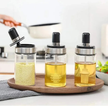 1/5PCS Glass Spice Jar Seasoning Bottle Pepper Shaker Salt Jars Barbecue Condiment Bottle with Quantitative Spoon Kitchen Gadget