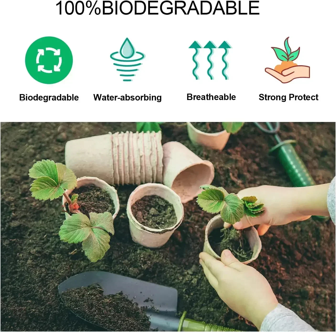 20-200PCS Environmental protection Garden Round Peat Pots Plant Seedling Starters Cups Nursery Herb Seed Tray Planting Tools - AMULET RING STORE