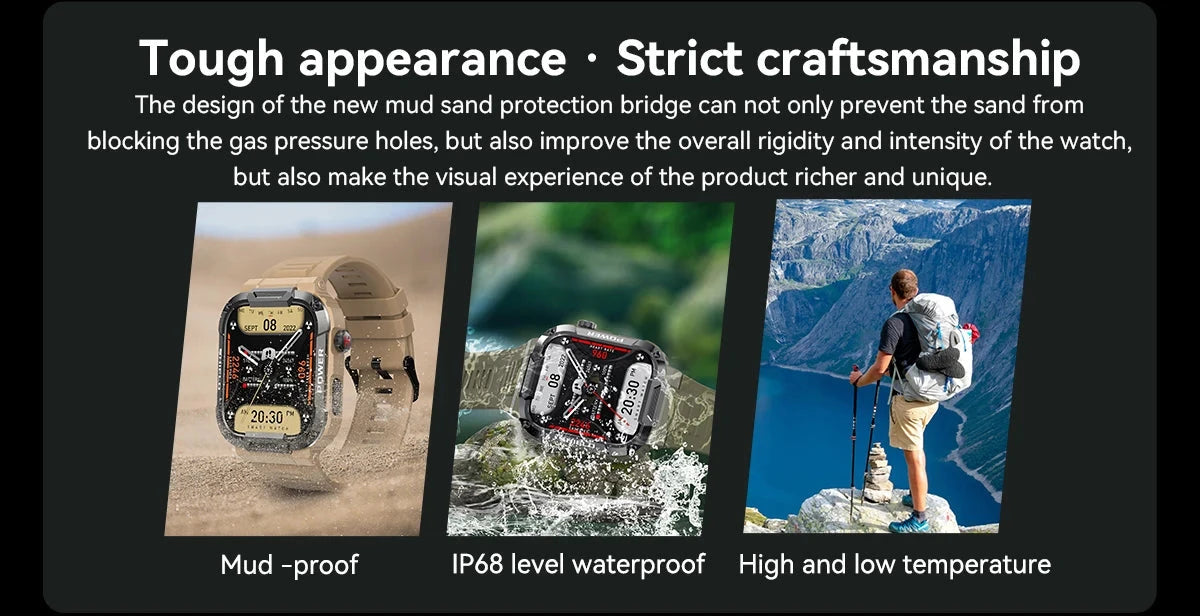 Outdoor Men Smart Watch 1.85'' 400mAh Bluetooth Call Health Monitor Swim Waterproof Sport Smartwatch for Xiaomi IOS Android 2025