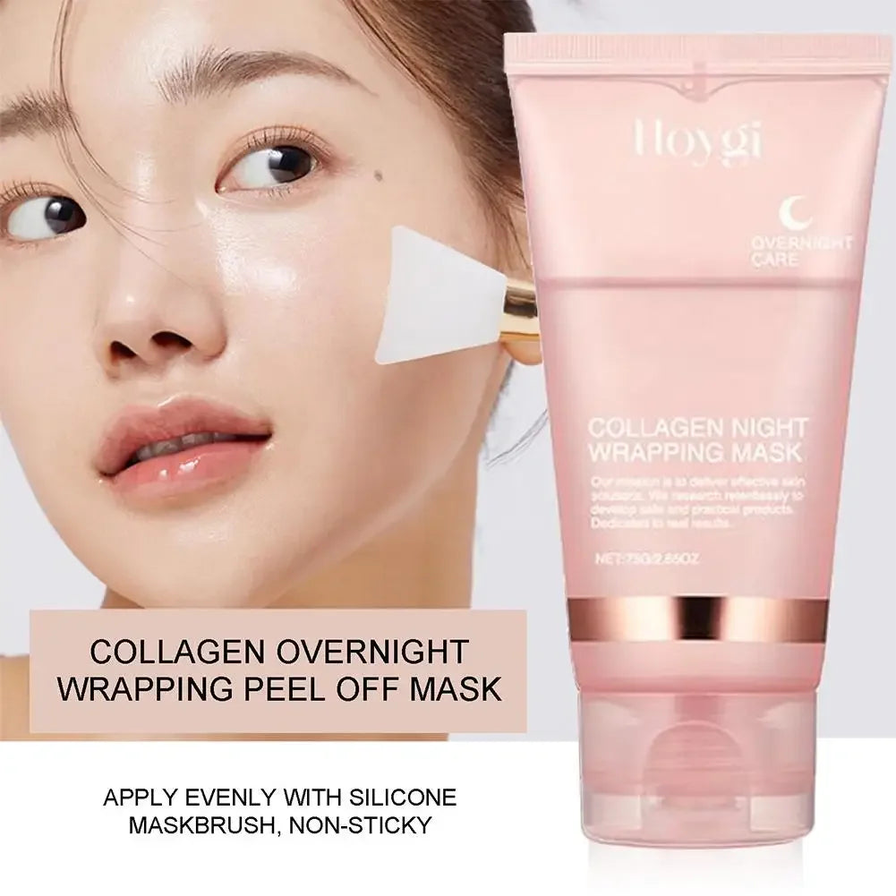 Collagen Overnight Wrapping Peel Off Facial Mask, Korean Collagen Night Wrapping Mask Deeply Hydrates Night Care Mask Cream 75ml - AMULET RING STORE