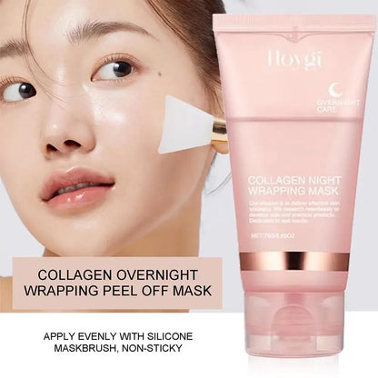 Collagen Overnight Wrapping Peel Off Facial Mask, Korean Collagen Night Wrapping Mask Deeply Hydrates Night Care Mask Cream 75ml - AMULET RING STORE
