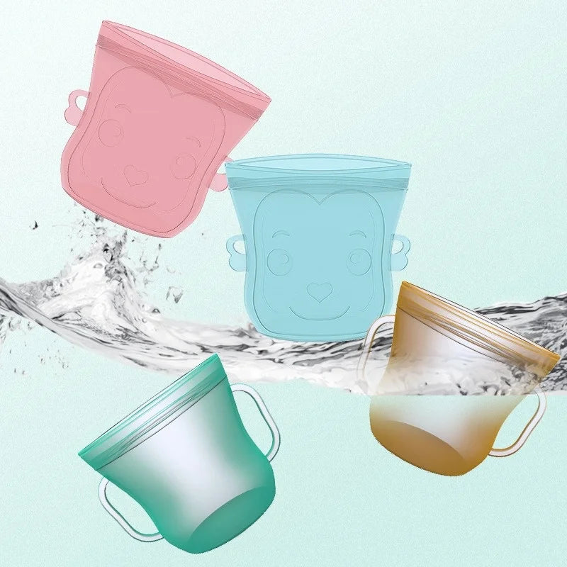 Cartoon Silicone Fresh-keeping Storage Bag,Reusable Food Grade Snack Bags for Children,Zipper Bag,Eco-Friendly,Leakproof - AMULET RING STORE