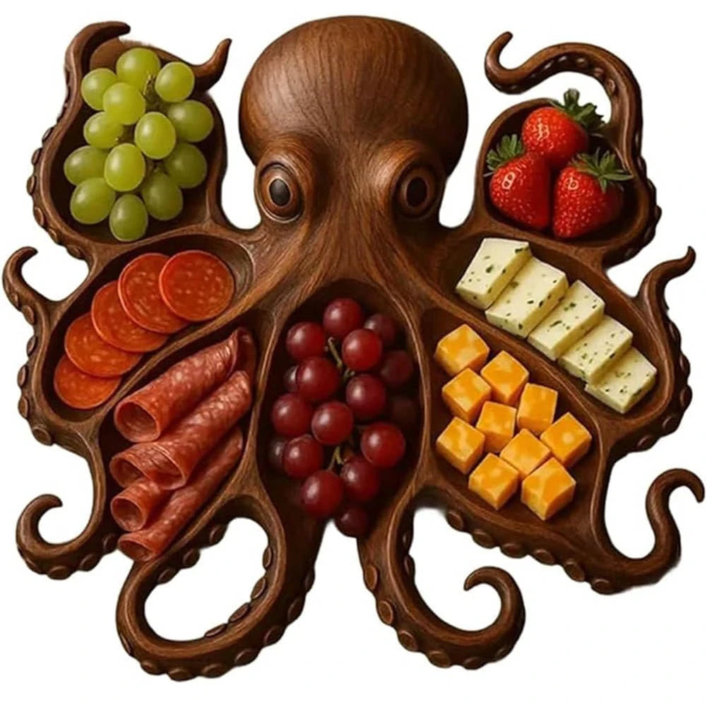 Charcuterie Platter Charcuterie Board Animal Themed Charcuterie Tray Wood Serving Tray for Seafood Lovers & Entertainers - AMULET RING STORE