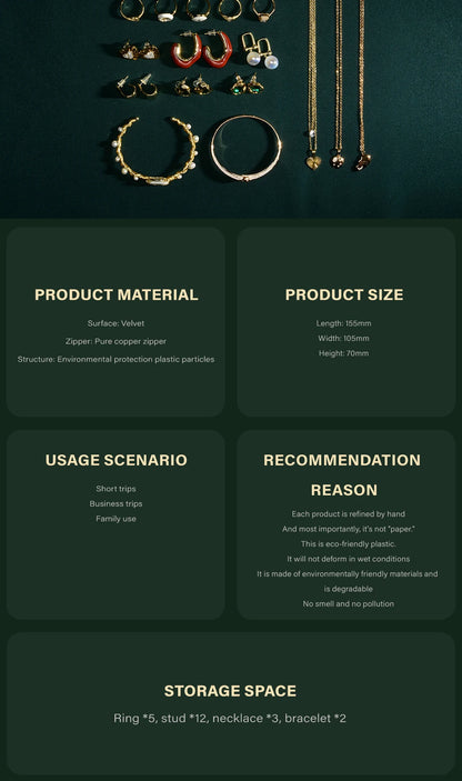 TAIMY Personalized Velvet Jewelry Box Double Layer Design High Capacity Travel Ring Necklace Earrings Jewellery Organizer - AMULET RING STORE