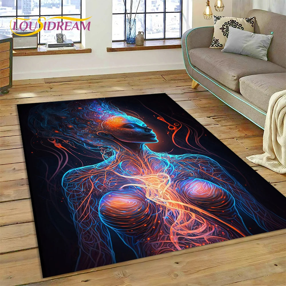 Naturalize Yoga Zen Meditation Rainbow 7 Chakra Carpet Rug for Home Living Room Bedroom Sofa Doormat Decor,Area Rug Non-slip Mat