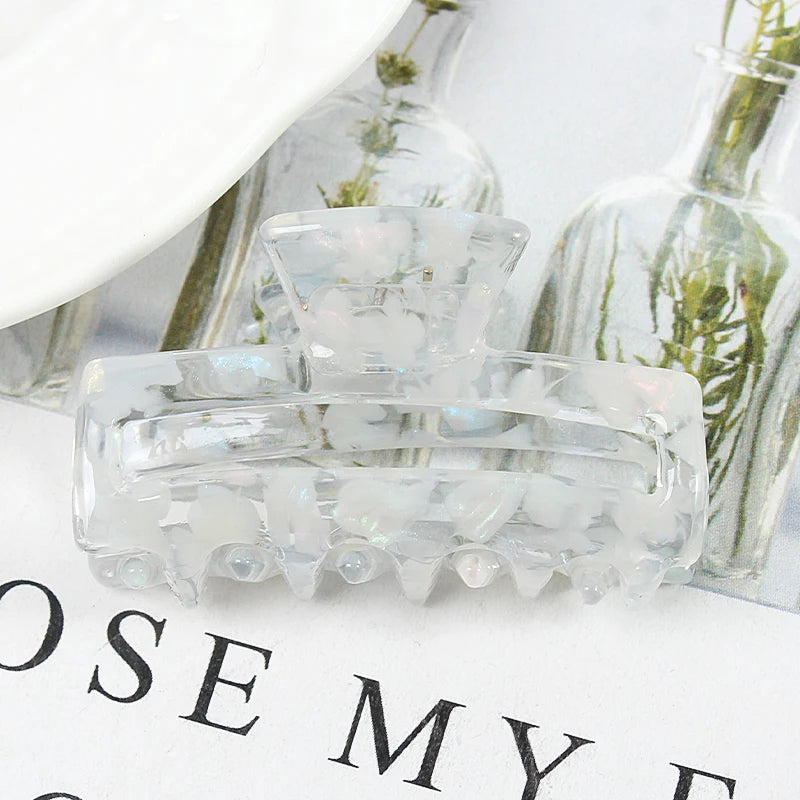 Mini Women's Hair Clips Colorful Geometric Hollow Crab Claw Clip Acetate Leopard Print Fashion Girls Hairpin Hair Accessories - AMULET RING STORE