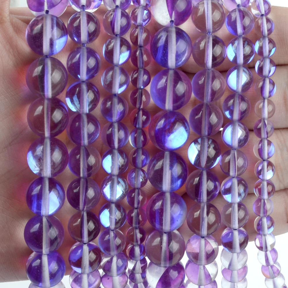 45 Styles Natural Stone Beads Amethyst Purple Jades Agate Crystal Glass Beads Jewelry Making Findings DIY Bracelet Accessories - AMULET RING STORE