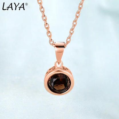 LAYA 925 Sterling Silver Natural Amethyst Bezel Setting Pendant Necklace For Women Original Fashion Jewelry 2025 Trend