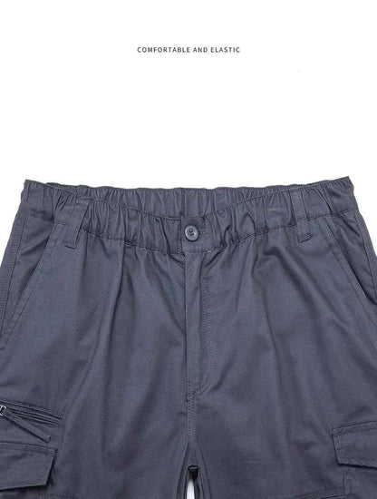 Summer Men's Cargo Shorts Loose Casual Below Knee Pants Elastic Waist Plus Size Outdoor Jogging Tactical Capri Pants