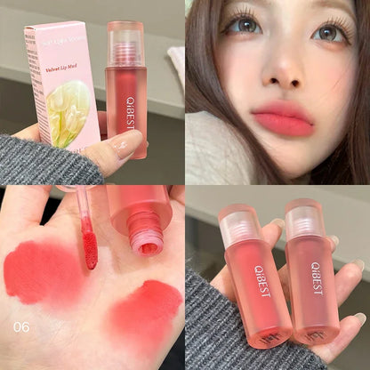 Qibest 6 Colors Velvet Matte Liquid Lipstick Long-Lasting Waterproof Lip Mud Sexy Red Lipgloss Beauty Women Cosmetics Lip Tint - AMULET RING STORE