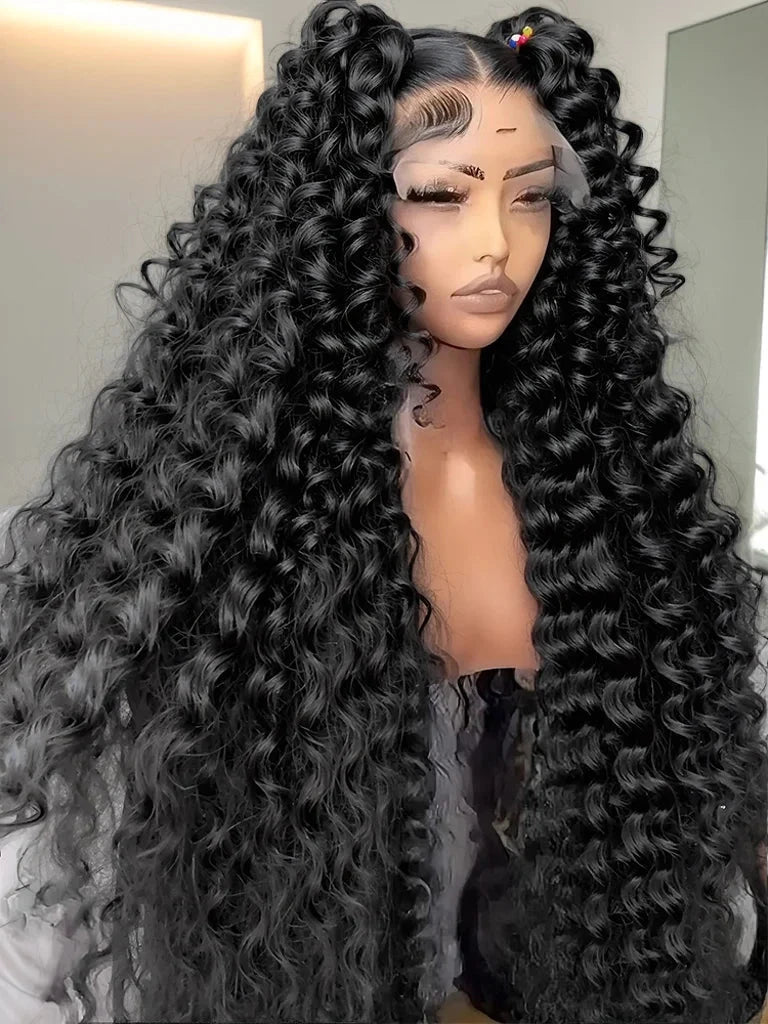 Loose Deep Wave 13x4 Lace Front Human Hair Black Wigs Deep Wave Brazilian 5x5 Closure Wear And Go Glueless Human Hair Curly Wigs - AMULET RING STORE