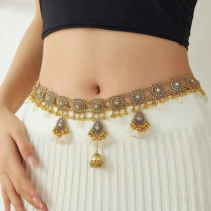 Vintage Belly Chain For Women Resin Beads Bell Pendant Body Jewelry Ethnic Handmade Women's Jewelry Gift Festive Party Favor