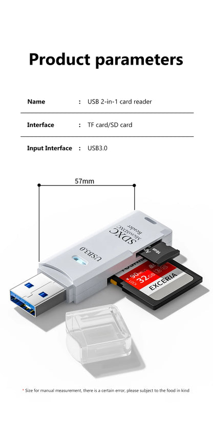 2 in 1 USB 3.0 Card Reader Micro TF sd card Reader usb adapter High Speed Cardreader TF Memory card For PC Laptop Accessories - AMULET RING STORE