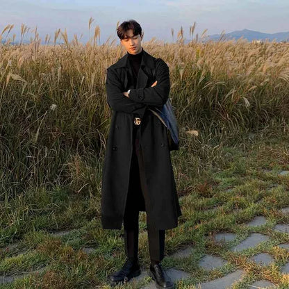 Trench coat Man winter coat Trench Korean Men's Fashion Overcoat Male Long Windbreaker Streetwear Men Coat Outer Wear Clothing