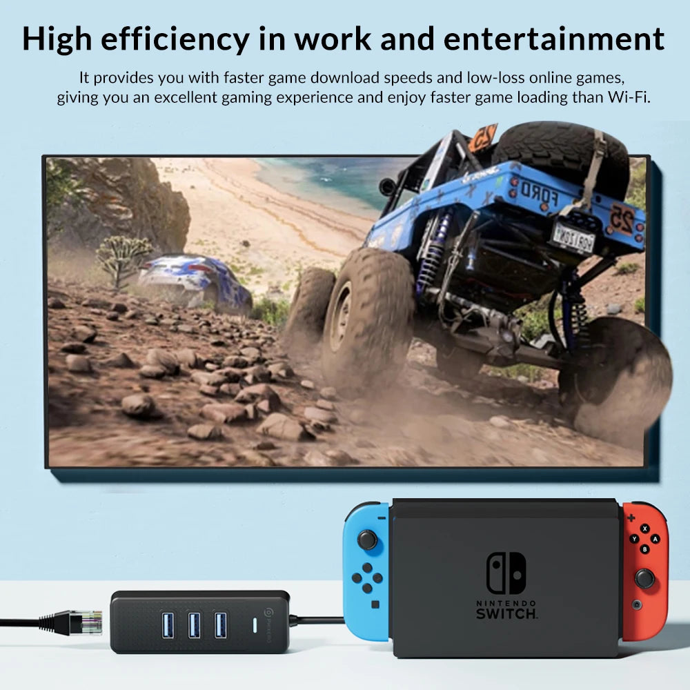 PHIXERO USB 3.0 Hub 2500Mbps Ethernet With RJ45 USB Splitter Multi Port Data Adapter Expander for Laptop Computer PC Accessories