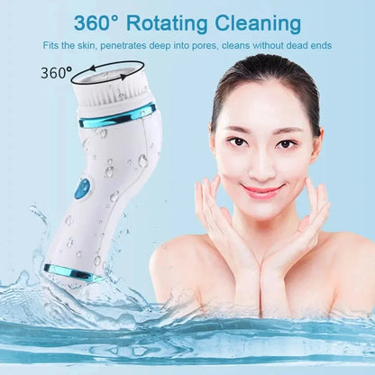 4 In 1 Electric Facial Cleansing Brush Massage Wash Rotating Face Cleansing Machine Waterproof Removal Pore Blackhead Exfoliator